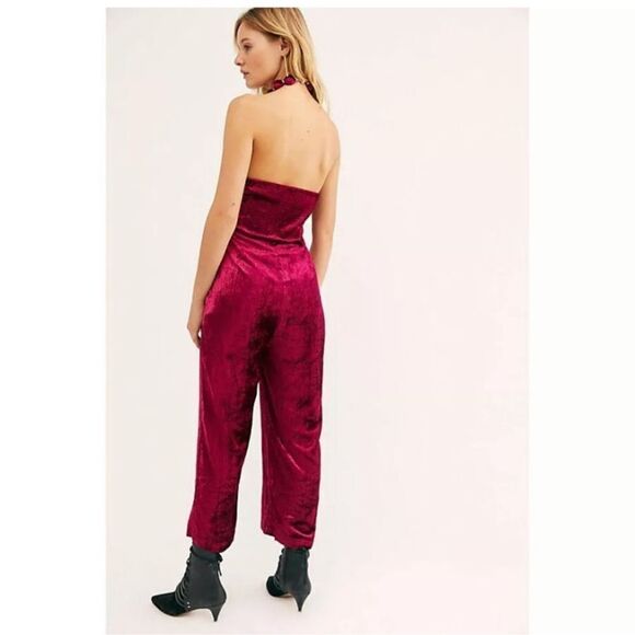 Samantha Pleet FP Jumpsuit Garnet Red Silk velvet - Picture 2 of 3